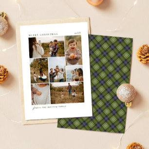 Timeless Plaid Christmas Family 7 Photo Collage Holiday Card