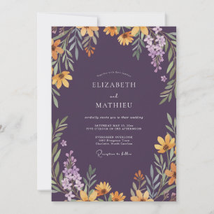 Timeless Plum Mustard Wildflower Wedding Invitation