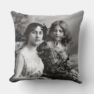 Timeless Portrait of Mother and Daughter Cushion