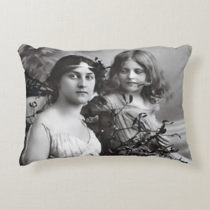 Timeless Portrait of Mother and Daughter Decorative Cushion