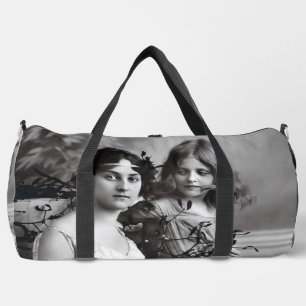 Timeless Portrait of Mother and Daughter Duffle Bag