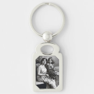 Timeless Portrait of Mother and Daughter Key Ring