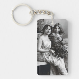 Timeless Portrait of Mother and Daughter Key Ring
