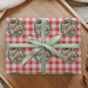 Timeless Red Gingham Farmhouse Custom Photo Wrapping Paper
