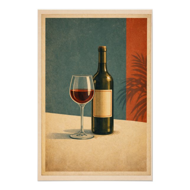 Timeless Red Wine Retro Bar Cart Poster (Front)