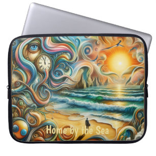 Timeless Reflections: Surreal Coastal Dreamscape Laptop Sleeve