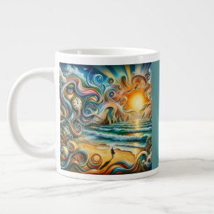 Timeless Reflections: Surreal Coastal Dreamscape Large Coffee Mug