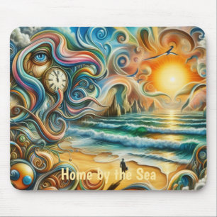 Timeless Reflections: Surreal Coastal Dreamscape Mouse Pad