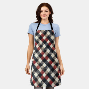 Timeless Retro Navy and Red Plaid Pattern Apron
