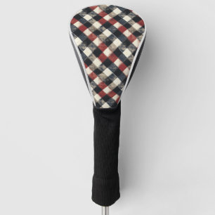 Timeless Retro Navy and Red Plaid Pattern Golf Head Cover