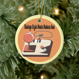 Timeless Retro Vibes Ceramic Ornament