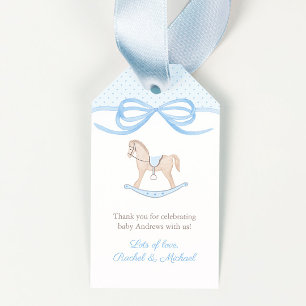 Timeless Rocking Horse Baby Shower Boy Favour Tags