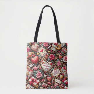 Timeless Romance: A Classic Valentine's Day Patter Tote Bag