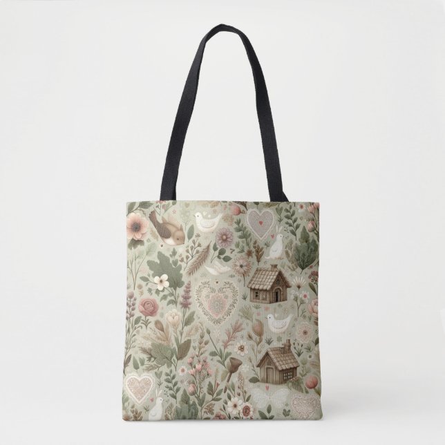 Timeless Romance: A Classic Valentine's Day Patter Tote Bag (Front)