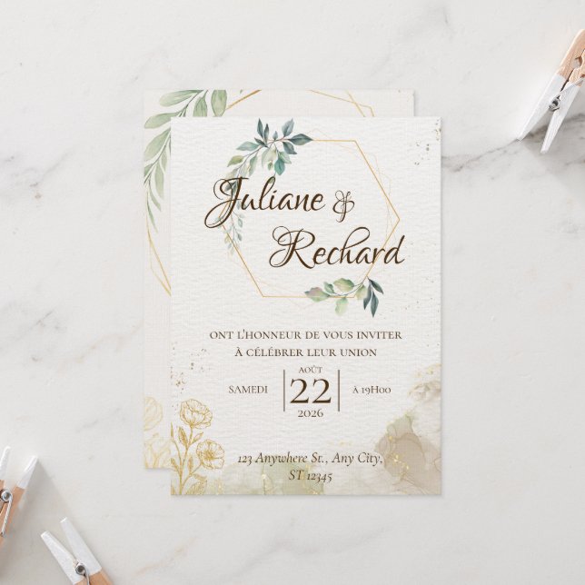 Timeless Romance Elegant Wedding Invitation (Front/Back In Situ)