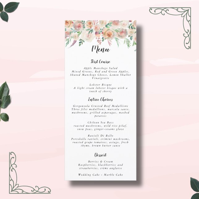 Timeless Romance Floral Wreath Wedding  Menu (Creator Uploaded)