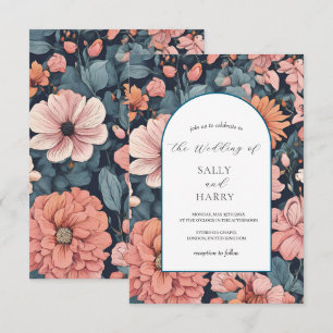 Timeless Romance: Vintage Faded Rose Pink Wedding  Invitation