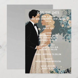 Timeless Romance: Watercolour Bride and Groom Save The Date