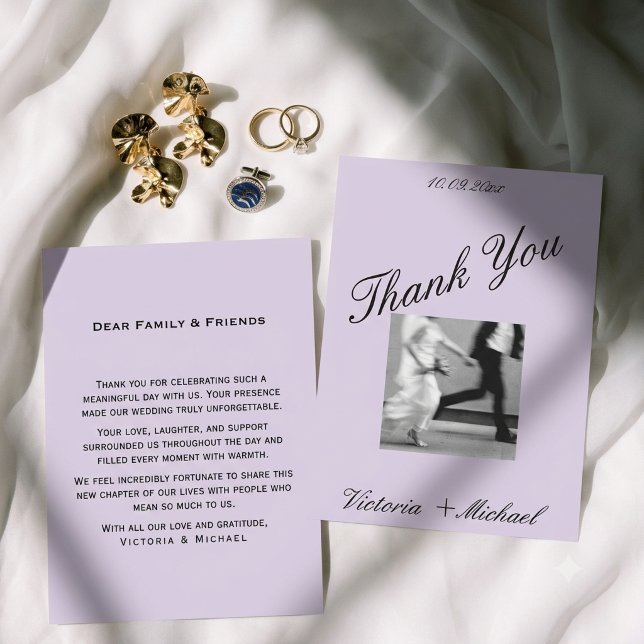 Timeless Romantic Editorial Wedding Thank You Card (Creator Uploaded)
