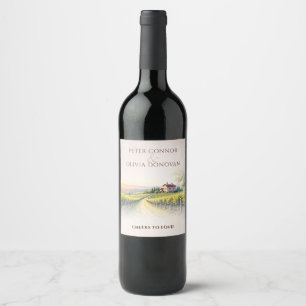 Timeless Romantic Vineyard Rustic Wedding Wine Label