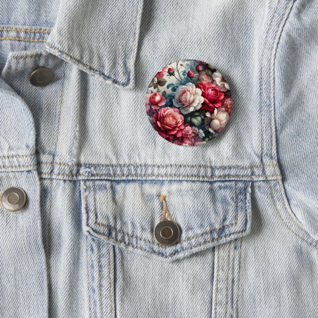 Timeless Rose Floral Charm 6 Cm Round Badge (In Situ)