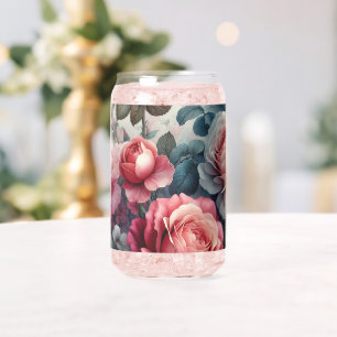 Timeless Rose Floral Charm Can Glass
