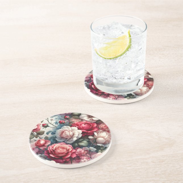 Timeless Rose Floral Charm Coaster (Side)