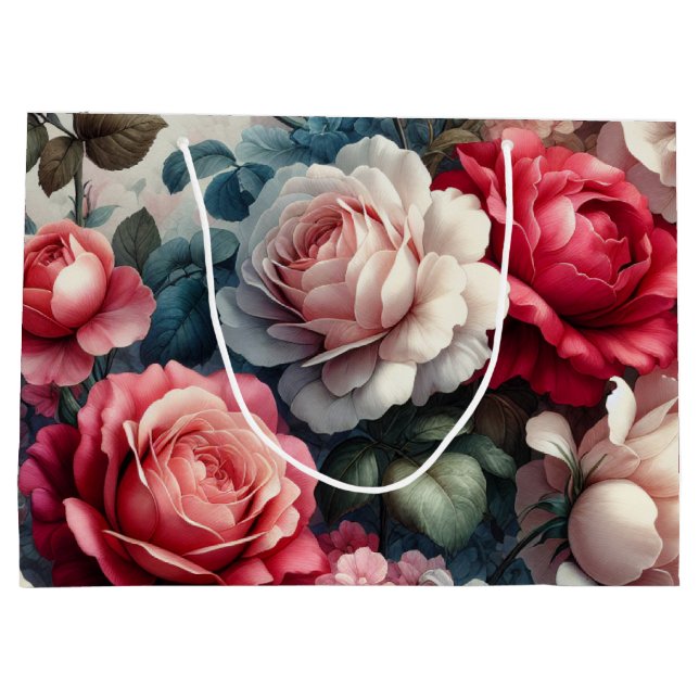 Timeless Rose Floral Charm Large Gift Bag (Back)