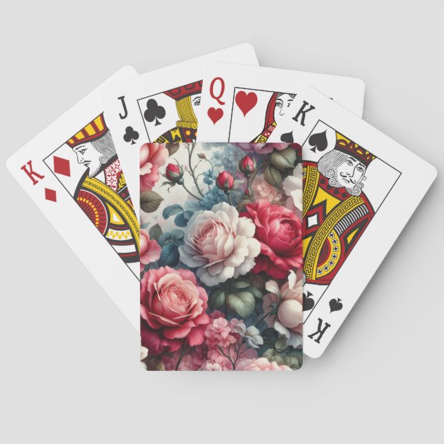 Timeless Rose Floral Charm Playing Cards (Back)