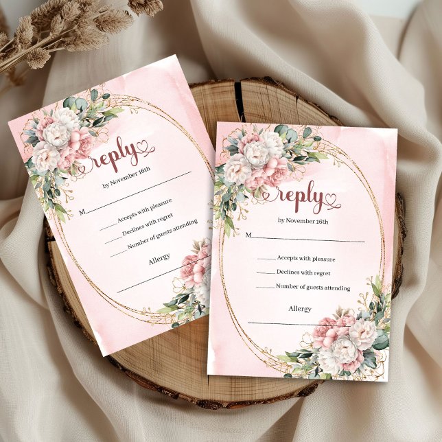 Timeless Rose Gold Dusty Pink Wedding RSVP Card (Timeless Rose Gold Dusty Pink Wedding RSVP Card

)