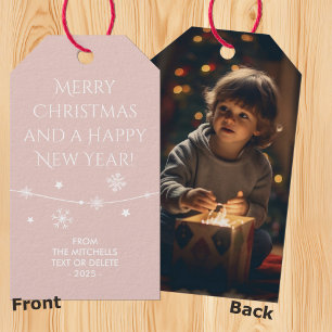 Timeless - Rosy Beige Christmas Photo Gift Tags