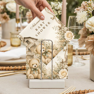 Timeless Rustic Teddy Bear Baby Shower Napkin