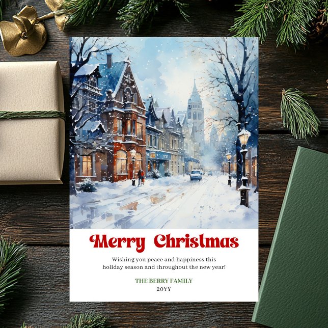 Timeless rustic winter scene bold playful festive  holiday card (Timeless rustic winter scene bold playful festive card)
