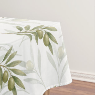 Timeless Sage Olive Wataercolor Chic  Tablecloth