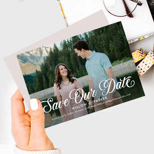 Timeless Script Editable Colour Save The Date Card