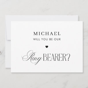 Timeless Script Elegant Ring Bearer Proposal Card