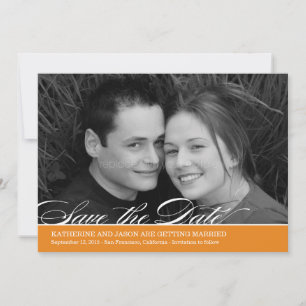 Timeless Script Photo Save The Date - Orange
