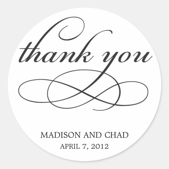 Timeless Script Thank You Favour Stickers (Front)