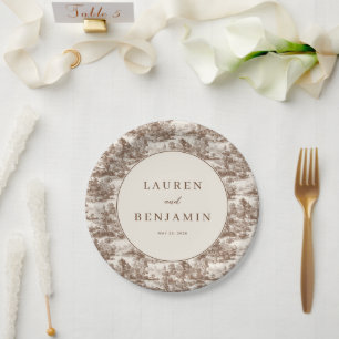 Timeless Sepia Vintage Village Landscape Paper Plate