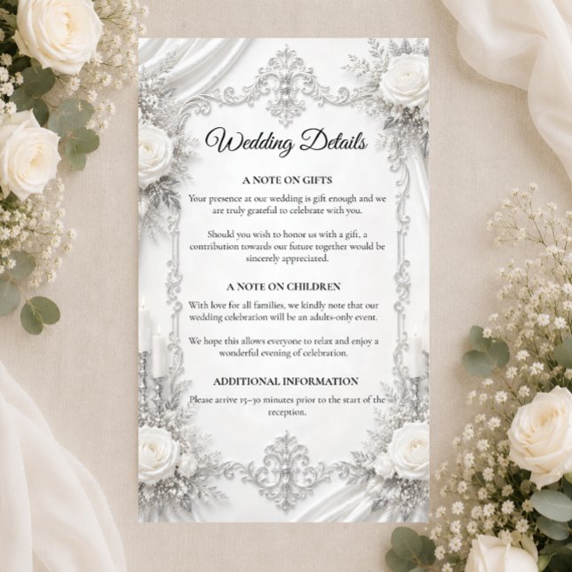 Timeless Silver Ivory Elegance Wedding  Enclosure Card (Creator Uploaded)