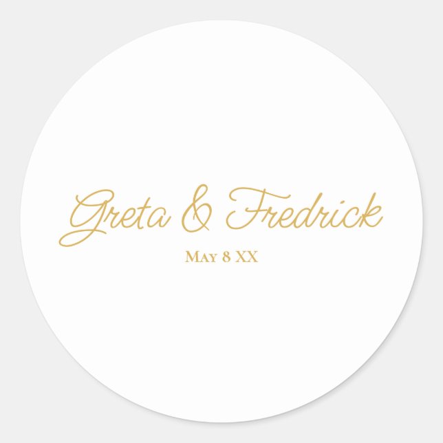 Timeless Simple Minimalist White Gold Script Classic Round Sticker (Front)