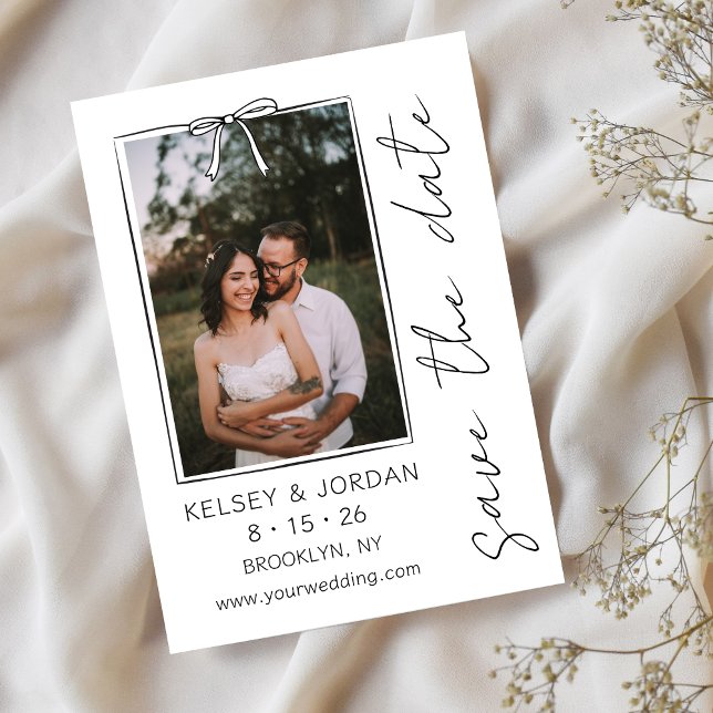 Timeless Simple Modern Bow Handwritten Whimsical Save The Date (Creator Uploaded)