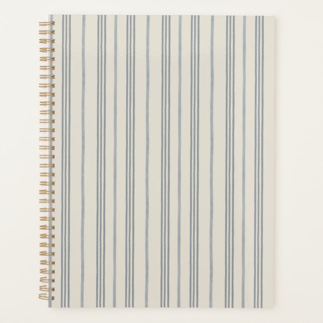 Timeless Slate Blue Painterly Stripe Pattern Plann Planner (Front)