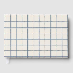 Timeless Slate Blue Windowpane Plaid Pattern Guest Book