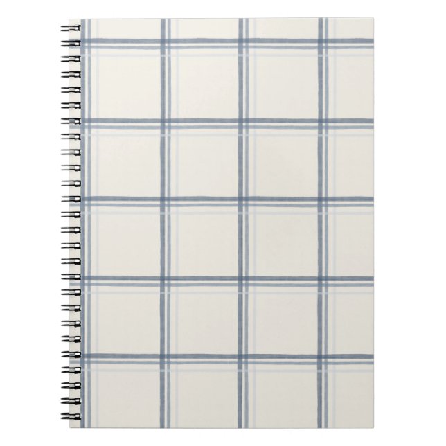 Timeless Slate Blue Windowpane Plaid Pattern Notebook (Front)
