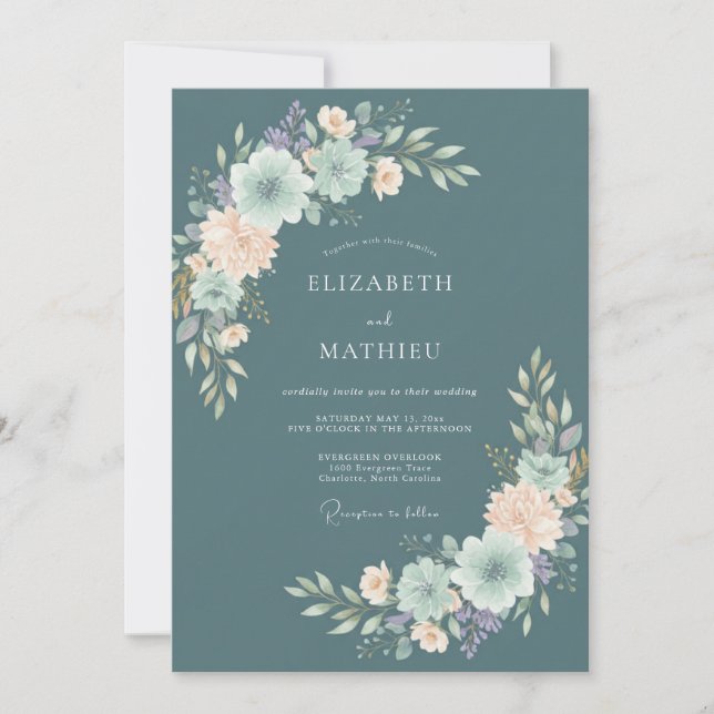 Timeless Slate Watercolor Wedding Invitation (Front)