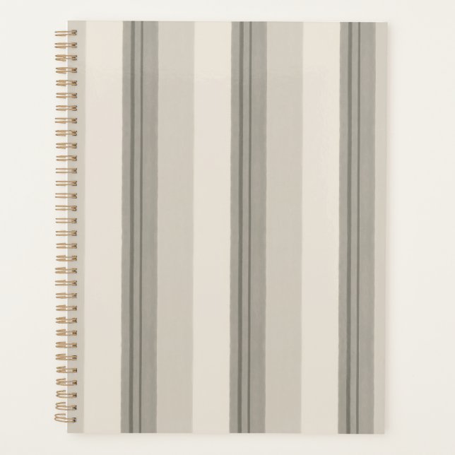 Timeless Soft Greige Painterly Stripe Pattern Planner (Front)