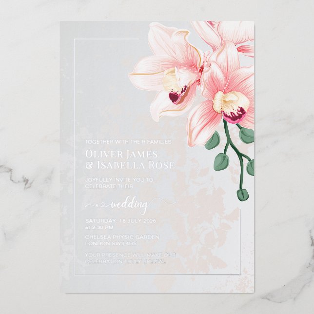 Timeless Soft Pink Orchid Wedding Invitation (Front)