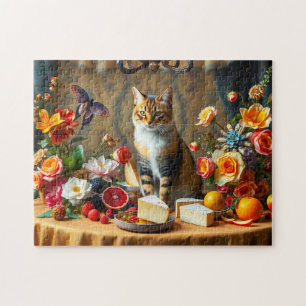 Timeless Still Life with Cat and Produce Jigsaw Puzzle