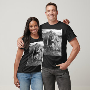 **"Timeless Strength: Grainy Black and White Hippo T-Shirt